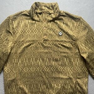 Preppy Pullover Mens Medium Aztec Quarter Snap Sage Green Geometric Minimalist